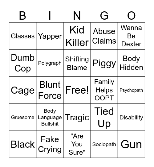Crime Doc Bingo Card