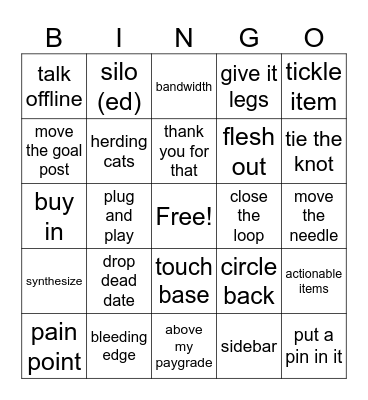 Office Lingo Bingo Card