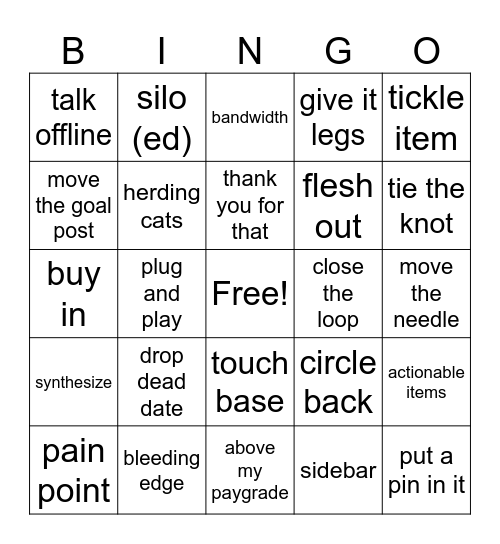Office Lingo Bingo Card