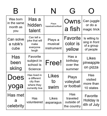 Find someone who... Bingo Card