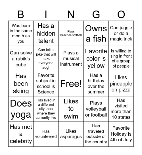 Find someone who... Bingo Card
