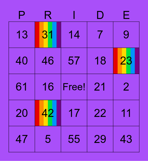 Pride Bingo Card
