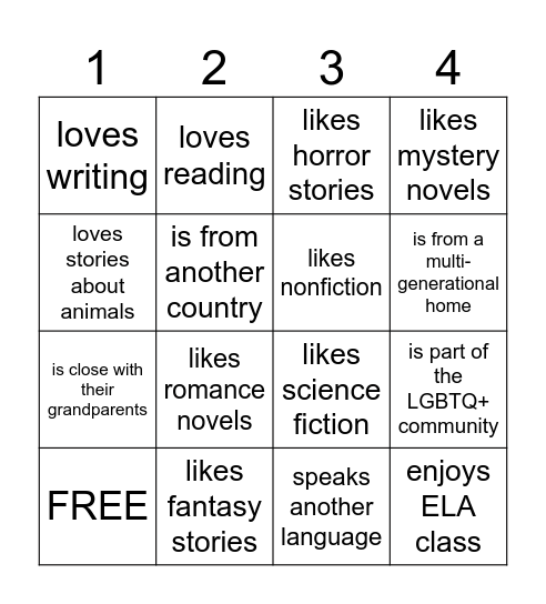 Peer Bingo: "Find someone who..." Bingo Card