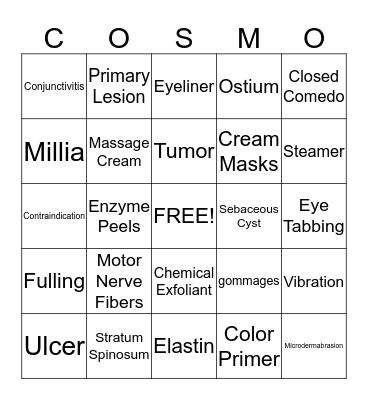 Skin Care Bingo Card