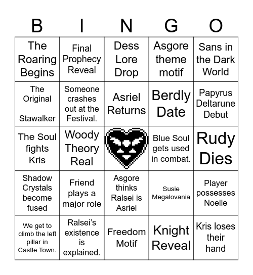 DELTARUNE TOMORROW BINGO Card