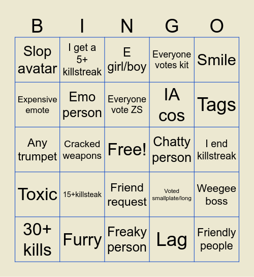 Item Asylum Bingo Card