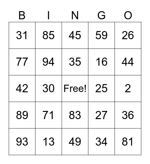 EPIC INSTITUTE BINGO Card