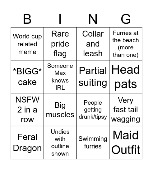 GAMBA MAMBA RAWR XD ~ Bingo Card