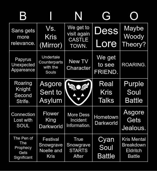 Deltarune Chapter 5 Bingo Card