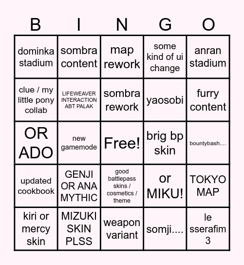 OVEREAT!!!!!!!! Bingo Card