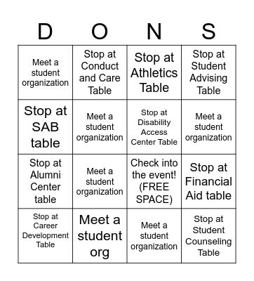 PFW Passport Bingo Card