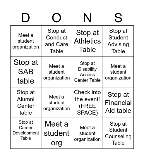 PFW Passport Bingo Card