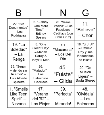 Canta si queres ganar Bingo Card
