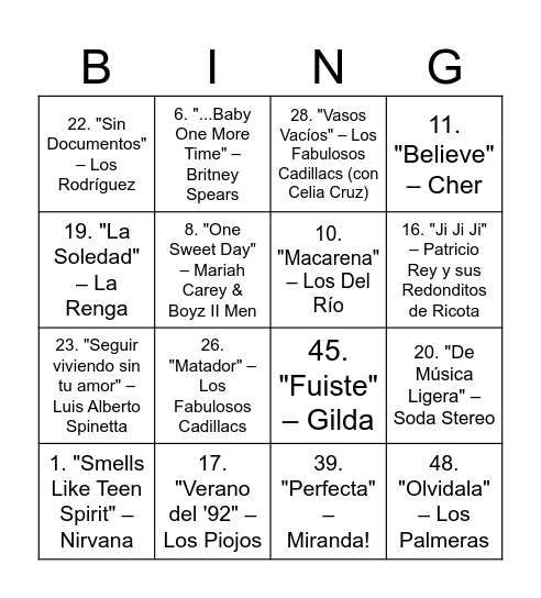Canta si queres ganar Bingo Card
