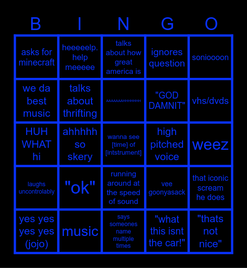 tally bally bingonny Bingo Card