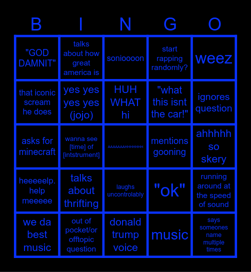 tally bally bingonny Bingo Card