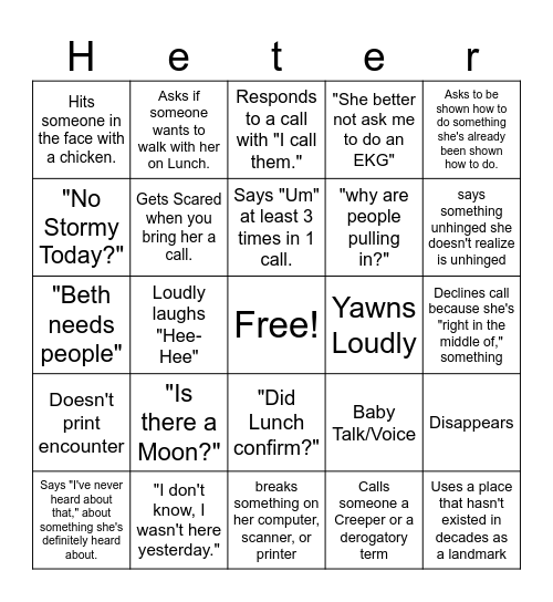 Heather Bingo V2 Bingo Card