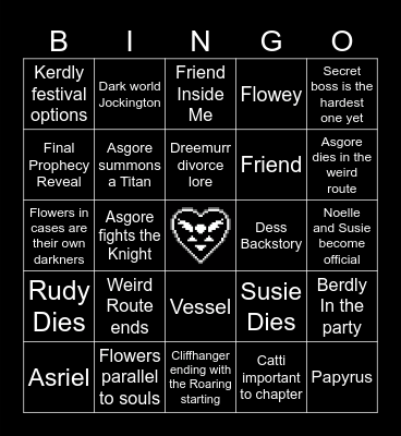 Deltarune Chapter 5 Bingo Card