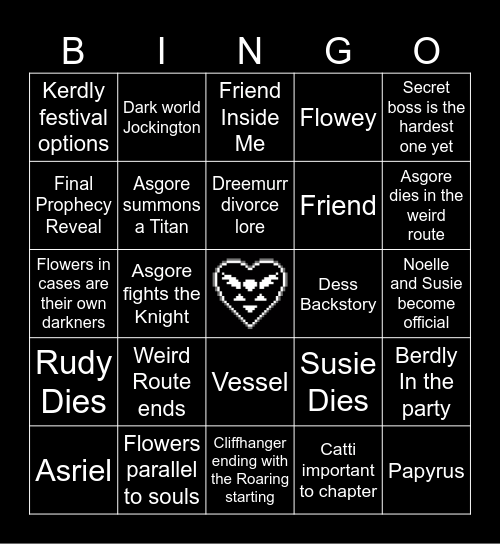 Deltarune Chapter 5 Bingo Card
