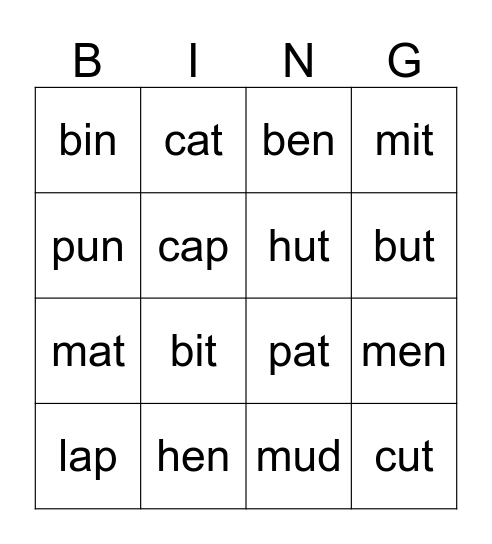 Pets Bingo Card