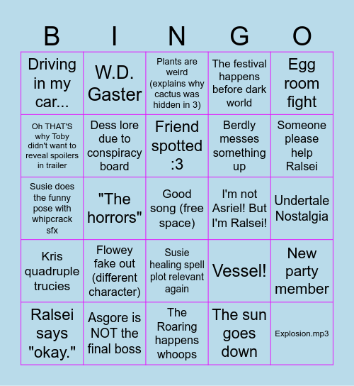 Deltarune Chapter 5 BINGO Card