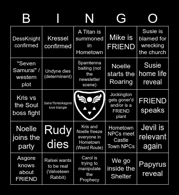Deltarune Chapter 5 Bingo Card