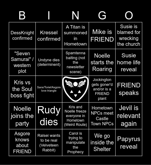 Deltarune Chapter 5 Bingo Card