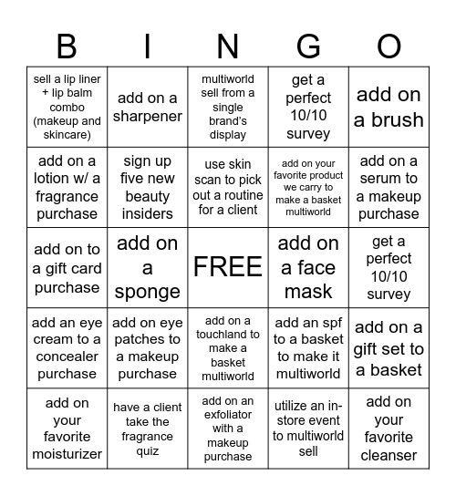 *only one box allowed per client* Bingo Card