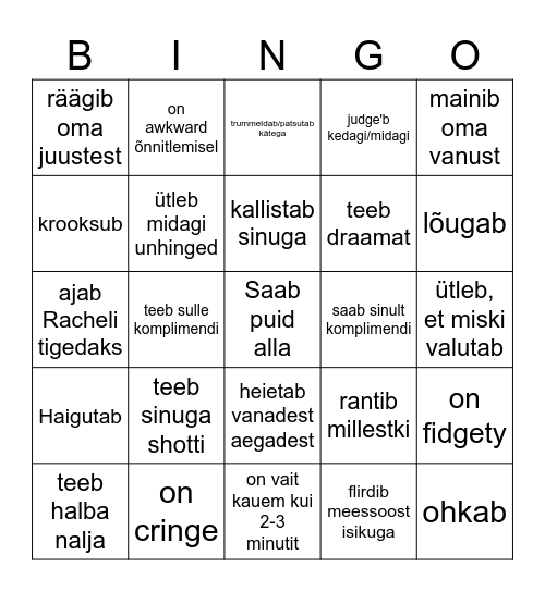 Kirm Bingo Card