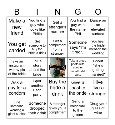 Kate's Bachelorette Bingo Card