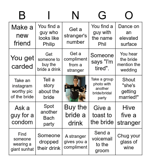 Kate's Bachelorette Bingo Card