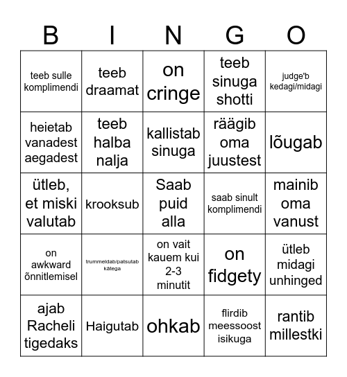 Kirm Bingo Card