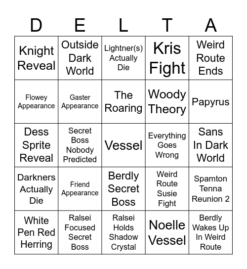 DELTARUNE CH.5 Bingo Card