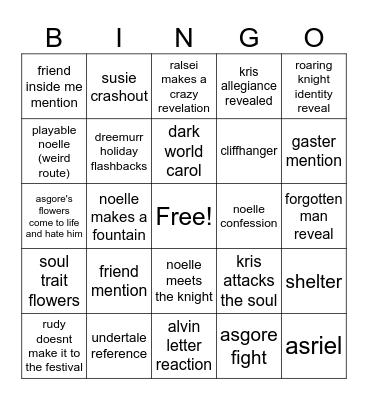 deltarune chapter 5 predictions Bingo Card