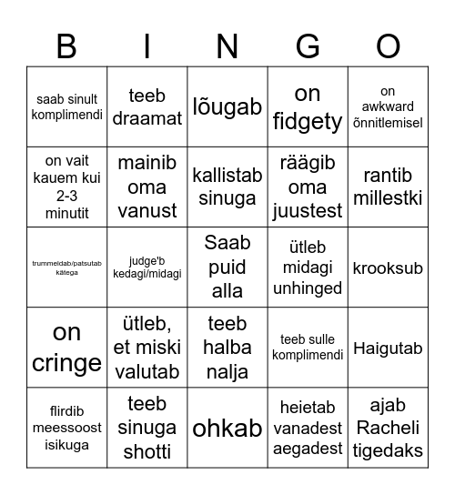 Kirm Bingo Card