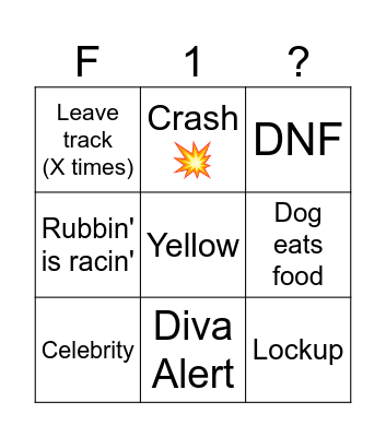 F1 BINGO Card