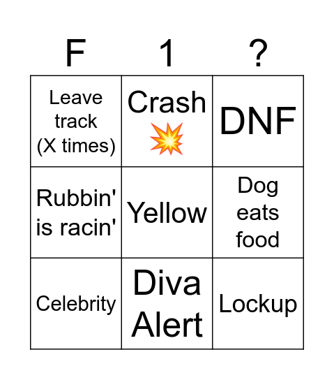 F1 BINGO Card