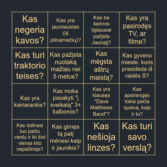 L&Ž Bingo Card