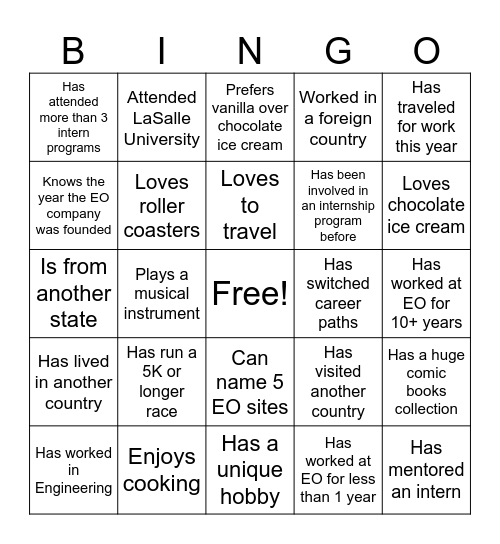 EO Bingo Card