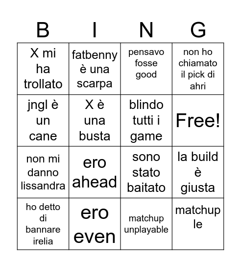 luke tryout bingo Card