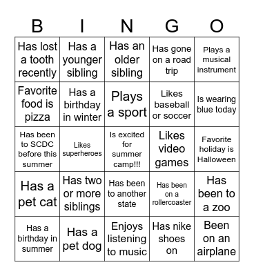 SCDC Group 14 Bingo Card