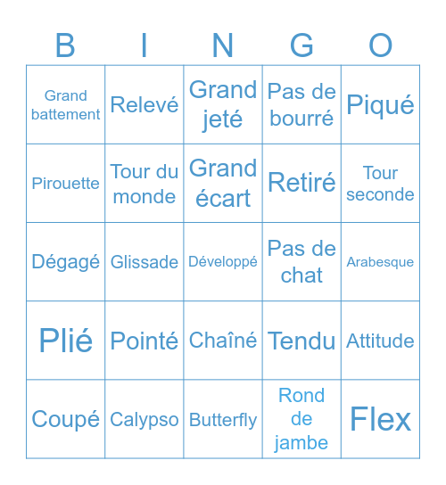 Bingo Danse Bingo Card