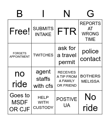 DOC Bingo Card