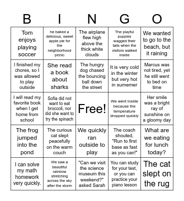 Nancy and Carter Bingo Test Bingo Card