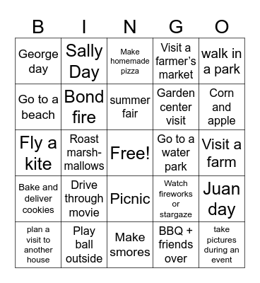 Summer Bingo Card