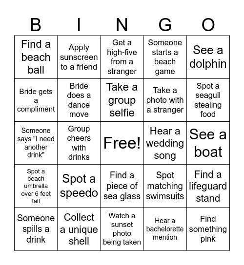 Beach-elorette Bingo Card