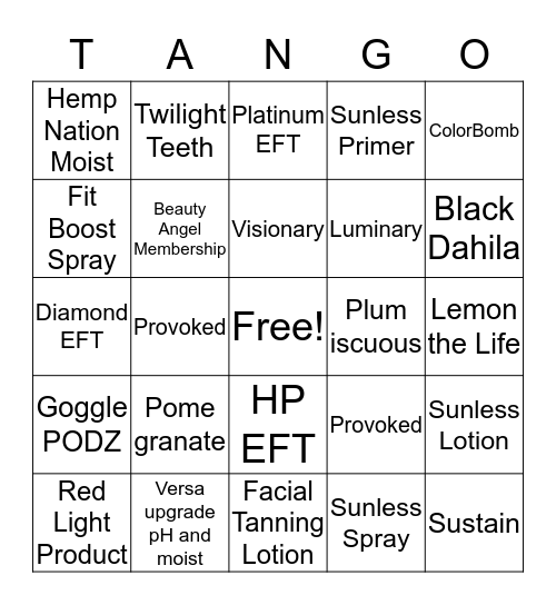 Tango Bingo Card