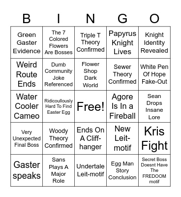 Dumb Deltarune card i made Bingo Card