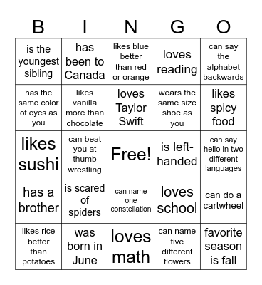 Find Someone Who... Bingo Card