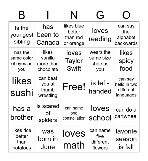 Find Someone Who... Bingo Card